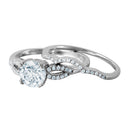 Silver 925 Rhodium Plated Open Wave Design Band Round CZ Center Bridal Ring - BGR01001