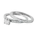 Silver 925 Nickel Free Rhodium Plated Round Center CZ Bridal Ring - BGR01003