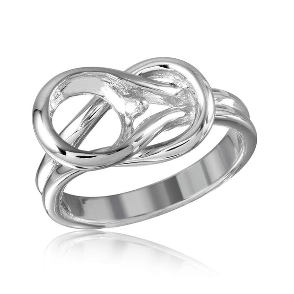 Silver 925 Rhodium Plated Lock Single Stone Mounting Ring - BGR01014 | Silver Palace Inc.
