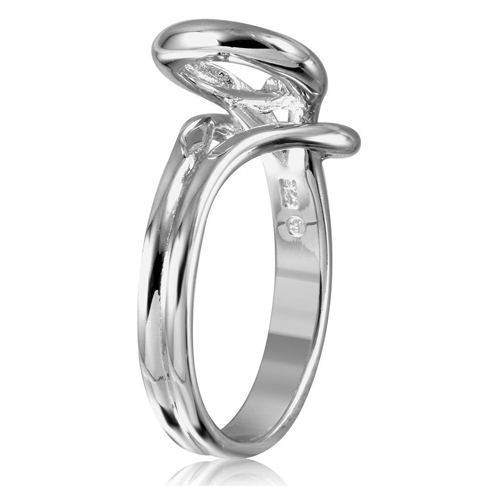 Anillo de montaje de piedra única con cerradura chapada en rodio de plata 925 - BGR01014