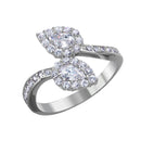 Silver 925 Rhodium Plated Open End Teardrop CZ Ring - BGR01018 | Silver Palace Inc.