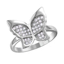 Silver 925 Rhodium Plated Butterfly Ring with Micro Pave CZ Stones - BGR01019 | Silver Palace Inc.