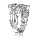 Anillo de montaje de piedra ovalada doble con vástago dividido chapado en rodio de plata 925 - BGR01020