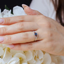 Silver 925 Rhodium Plated Open Evil Eye Ring with Blue Center Stones - BGR01024