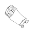 Silver 925 Rhodium Plated 2 Rings in 1 Attached on a Chain - BGR01025 | Silver Palace Inc.