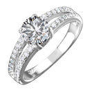 Silver 925 Rhodium Plated Split shank CZ Center Stone Ring - BGR01032 | Silver Palace Inc.