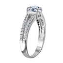 Silver 925 Rhodium Plated Split shank CZ Center Stone Ring - BGR01032