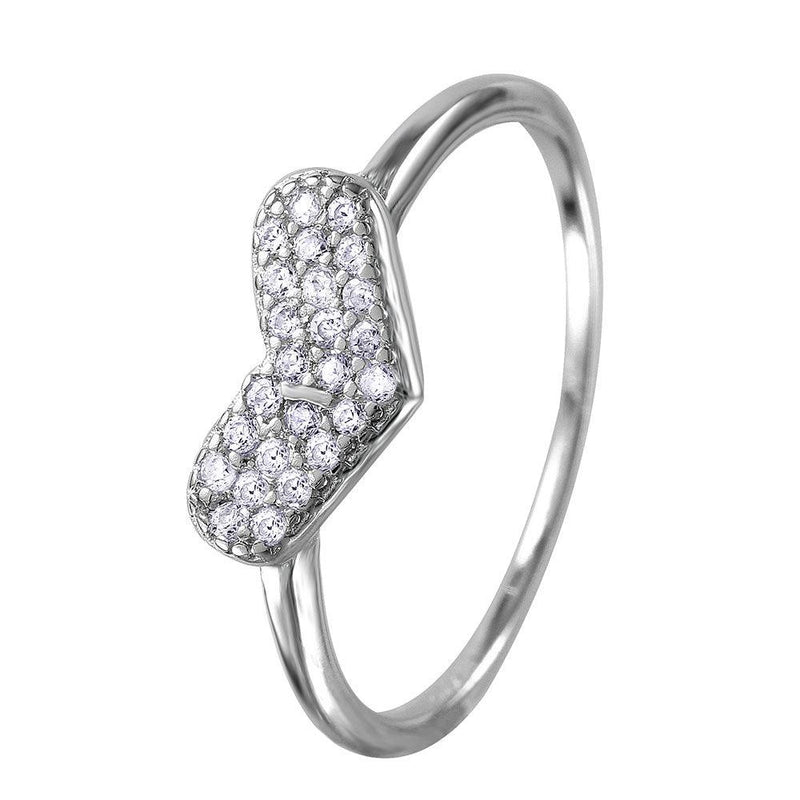 Silver 925 Rhodium Plated CZ Encrusted Heart Ring - BGR01034 | Silver Palace Inc.