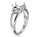 Anillo de montaje de doble corazón con vástago abierto chapado en rodio de plata 925 - BGR01058