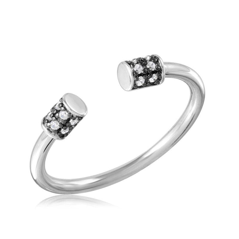 Silver 925 Rhodium Plated Barbel Ring - BGR01079 | Silver Palace Inc.