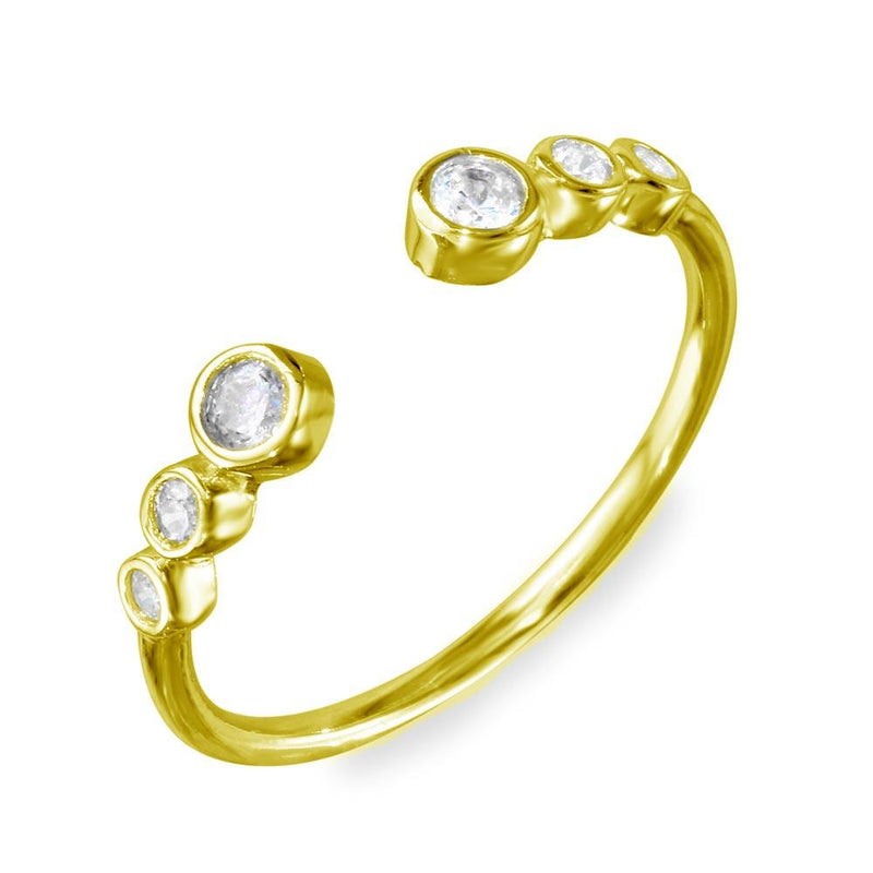 Silver 925 Gold Plated Open Ring with 3 Graduated Round CZ - BGR01102GP | Silver Palace Inc.