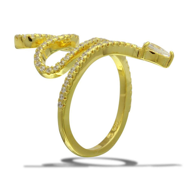 Silver 925 Gold Plated Snake Design with CZ Ring - BGR01105 | Silver Palace Inc.