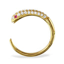Anillo de serpiente abierto con circonita cúbica en plata de ley 925 bañado en oro - BGR01106