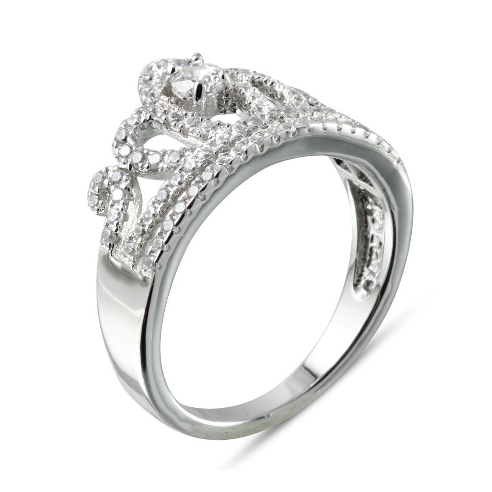 Tiara de plata de ley 925 rodiada con anillo de circonita - BGR01108