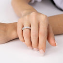 Rhodium Plated 925 Sterling Silver Alternating Clear Rectangle and Clear Round CZ Ring - BGR01111CLR