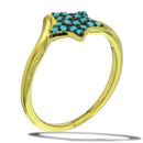 Silver 925 Gold Plated Star Ring with Turquoise Beads - BGR01115 | Silver Palace Inc.