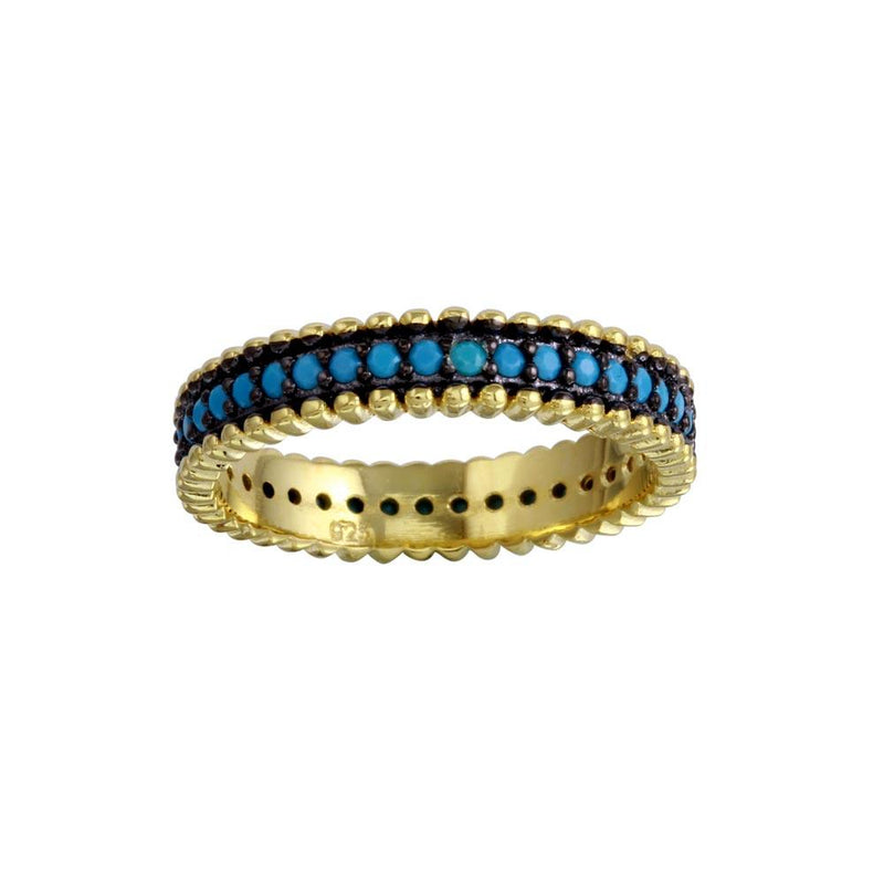 Silver 925 Gold Plated Turquoise Stone Band - BGR01125 | Silver Palace Inc.