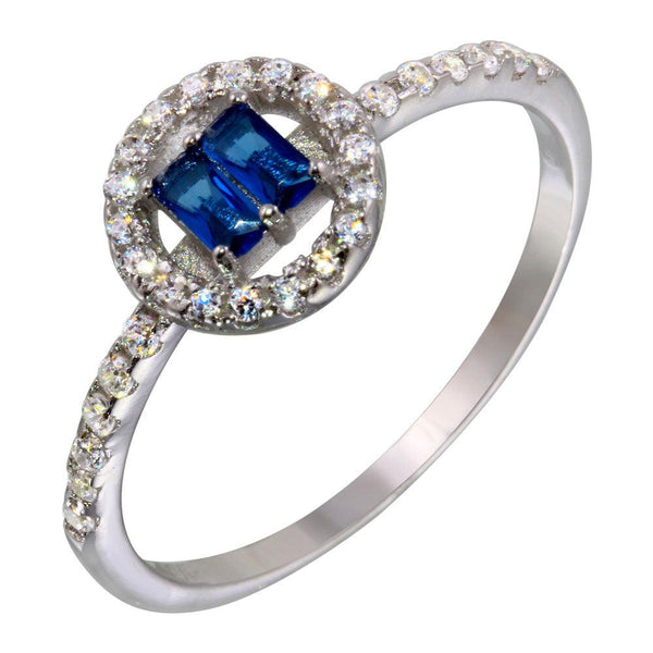 Plata 925 Rodiada Piedra Azul con CZ - BGR01140BLU