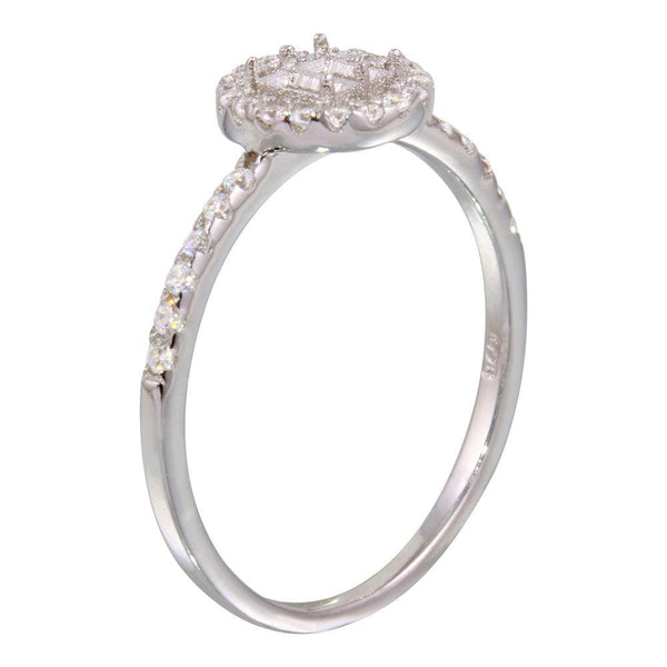 Silver 925 Rhodium Plated Center Circle Mounting Only Ring with CZ - BGR01140 | Silver Palace Inc.