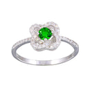Silver 925 Rhodium Plated CZ Knot Green Center Stone Ring - BGR01141GRN | Silver Palace Inc.