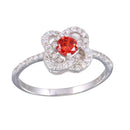 Silver 925 Rhodium Plated CZ Knot Red Center Stone Ring - BGR01141RED | Silver Palace Inc.