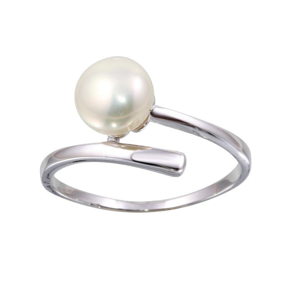 Silver 925 Rhodium Plated Fresh Water Pearl Center Ring - BGR01143 | Silver Palace Inc.