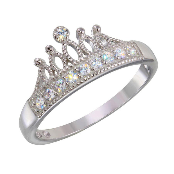 Silver 925 Rhodium Plated Tiara Ring with CZ - BGR01144 | Silver Palace Inc.