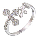 Silver 925 Rhodium Plated Open End Cross Ring with CZ - BGR01145 | Silver Palace Inc.