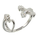 Silver 925 Rhodium Plated Open Heart and Cross Ring with CZ - BGR01147 | Silver Palace Inc.