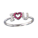 Silver 925 Rhodium Plated "I Heart U" Ring - BGR01151 | Silver Palace Inc.