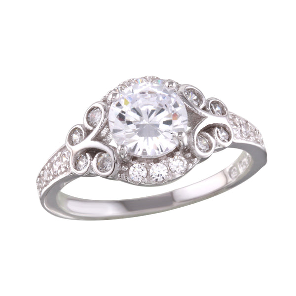 Silver 925 Rhodium Plated Ring with CZ - BGR01162 | Silver Palace Inc.