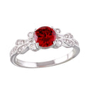 Silver 925 Rhodium Plated Red Oval CZ Ring - BGR01165GAR | Silver Palace Inc.