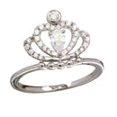 Silver 925 Rhodium Plated Clear CZ Crown Ring - BGR01169CLR | Silver Palace Inc.