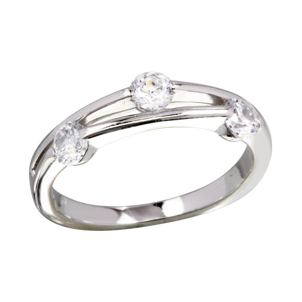 Silver 925 Rhodium Plated CZ Ring - BGR01172 | Silver Palace Inc.