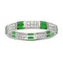 Silver 925 Rhodium Plated Pattern Eternity Ring with Green and Clear CZ - BGR01177GRN | Silver Palace Inc.