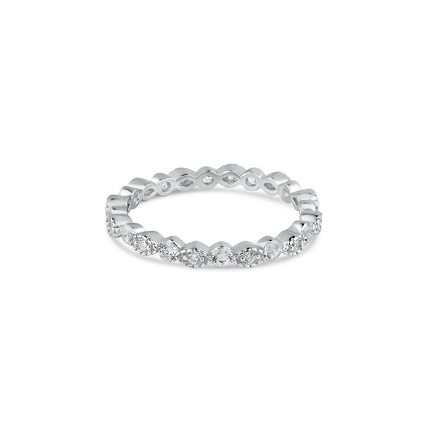 Silver 925 Rhodium Plated CZ and Eye Pattern Eternity Ring - BGR01185RHD | Silver Palace Inc.
