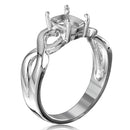 Anillo de montaje de piedra ovalada con vástago superpuesto abierto chapado en rodio de plata 925 - BGR01195