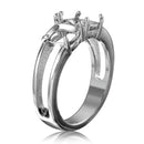 Anillo de montaje de 2 piedras con vástago abierto chapado en rodio de plata 925 - BGR01196