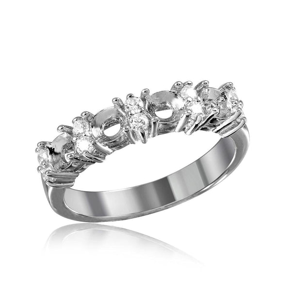 Silver 925 Rhodium Plated 4 Mounting Stone Ring with CZ - BGR01211 | Silver Palace Inc.