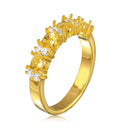 Anillo de plata 925 chapado en oro con 4 piedras de montaje y circonita cúbica - BGR01211GP