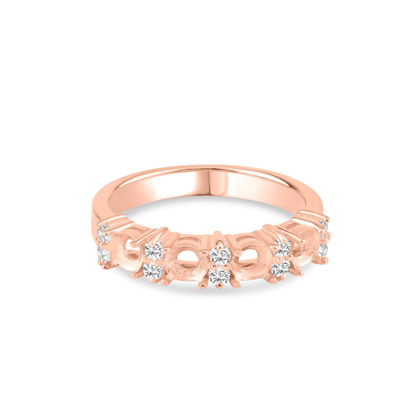Silver 925 Rose Gold Plated 4 Mounting Stone Ring with CZ - BGR01211RGP | Silver Palace Inc.