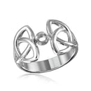 Silver 925 Rhodium Plated Triquetra Shank Single Stone Mounting Ring - BGR01212 | Silver Palace Inc.