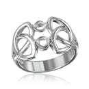 Silver 925 Rhodium Plated Triquetra Shank 2 Stones Mounting Ring - BGR01213 | Silver Palace Inc.