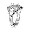 Silver 925 Rhodium Plated Triquetra Shank 2 Stones Mounting Ring - BGR01213