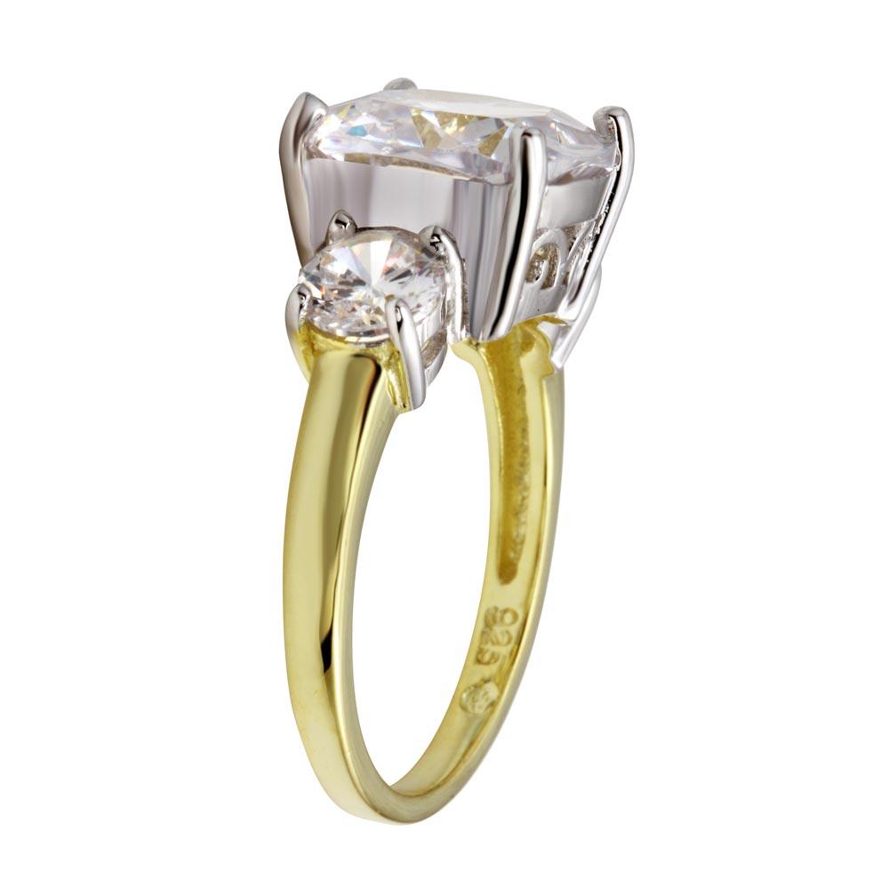 Gold Plated 925 Sterling Silver Past Present Future Ring - BGR01220GP