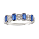 Silver 925 Rhodium Plated Blue Bar CZ Link Ring  - BGR01223BLU | Silver Palace Inc.