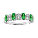 Silver 925 Rhodium Plated Green Bar CZ Link Ring - BGR01223GRN | Silver Palace Inc.