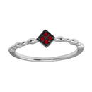 Silver 925 Rhodium Plated Diamond Shape 4 Red CZ Ring - BGR01226RED | Silver Palace Inc.