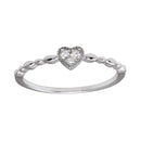 Silver 925 Rhodium Plated Heart 3 Clear CZ Ring - BGR01227CLR | Silver Palace Inc.
