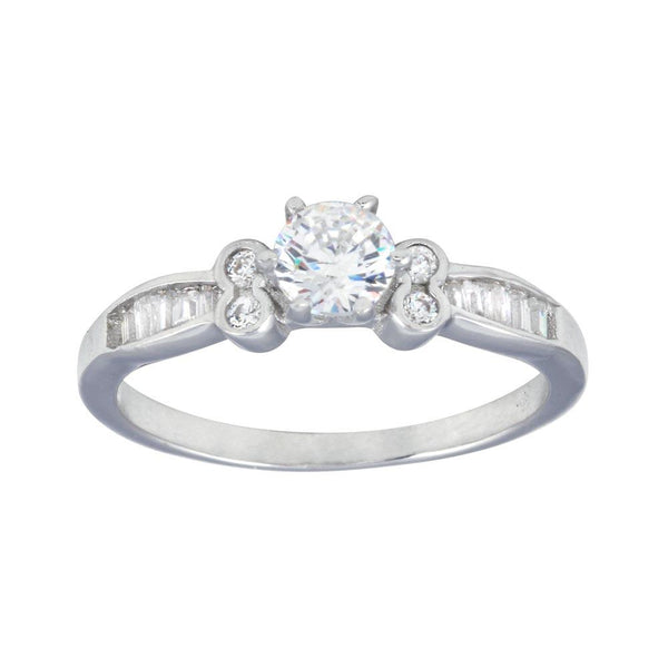 Silver 925 Rhodium Plated Baguette Shank CZ Bridal Ring - BGR01230 | Silver Palace Inc.